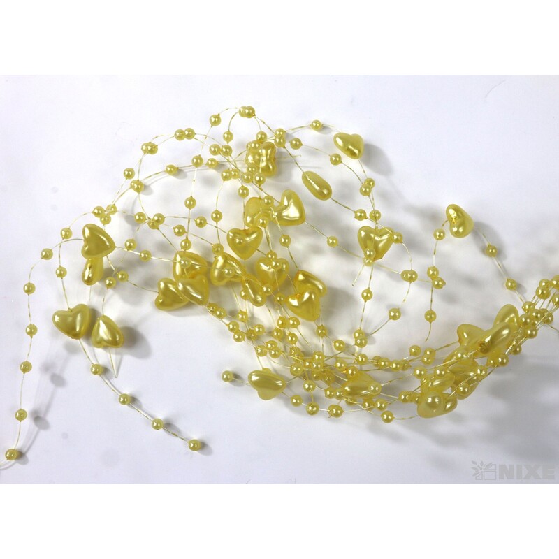 PERLIČKY NA SILONU SRDÍČKO 120cm 10ks*ŽLUTÁ