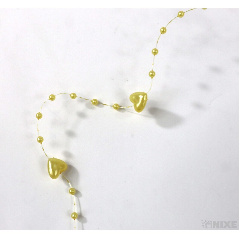 PERLIČKY NA SILONU SRDÍČKO 120cm 10ks*ŽLUTÁ