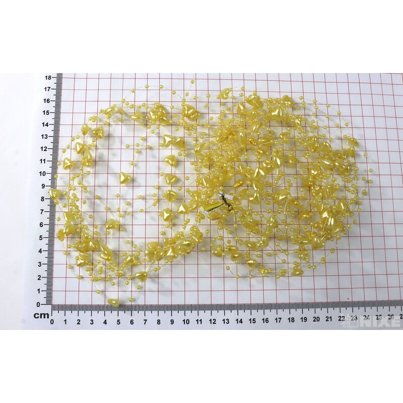 PERLIČKY NA SILONU SRDÍČKO 120cm 10ks*ŽLUTÁ