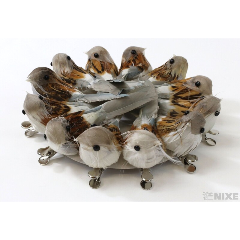 PTÁČEK KLIPS 7cm 16ks*PŘÍRODNÍ