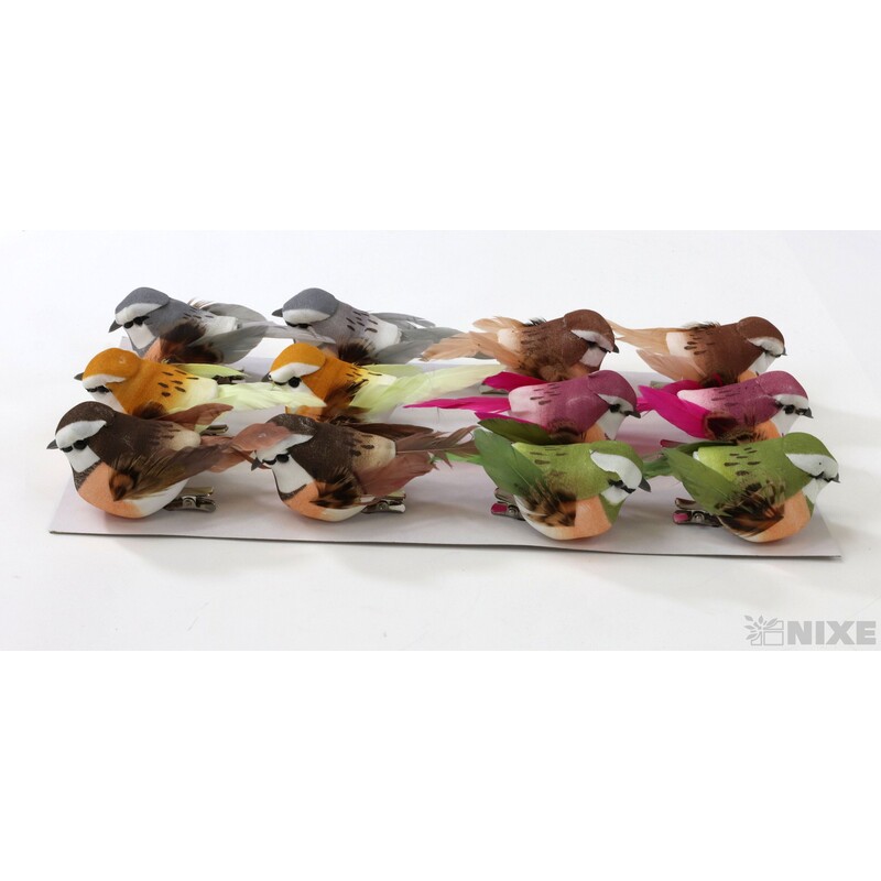 PTÁČEK KLIPS 7,5cm 12ks*MIX BAREV