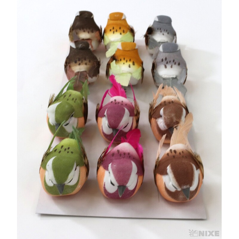 PTÁČEK KLIPS 7,5cm 12ks*MIX BAREV