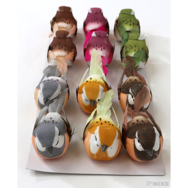 PTÁČEK KLIPS 7,5cm 12ks*MIX BAREV