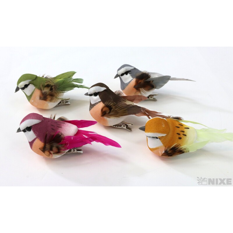 PTÁČEK KLIPS 7,5cm 12ks*MIX BAREV