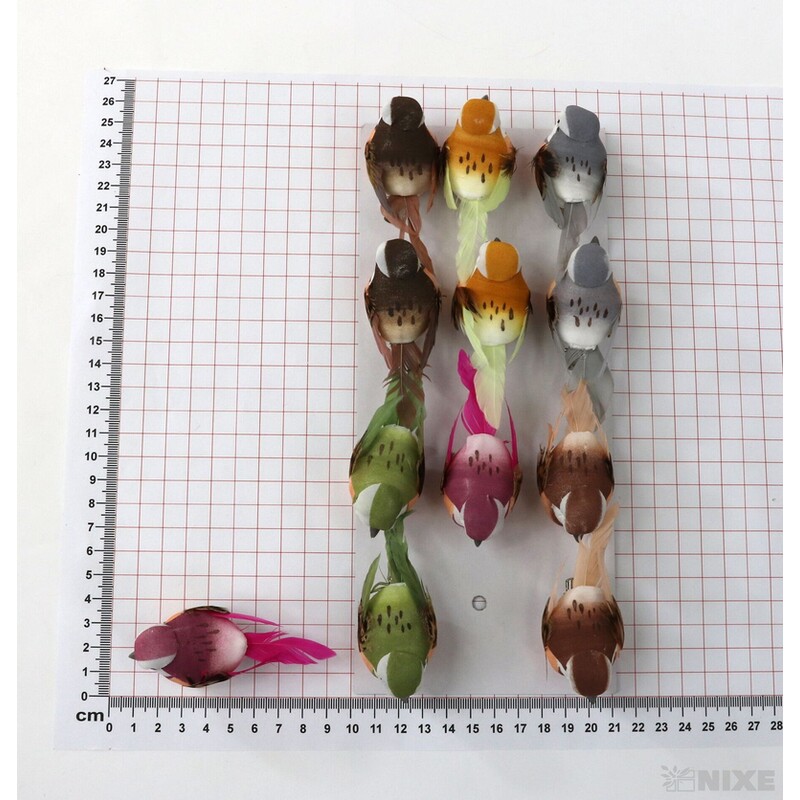 PTÁČEK KLIPS 7,5cm 12ks*MIX BAREV