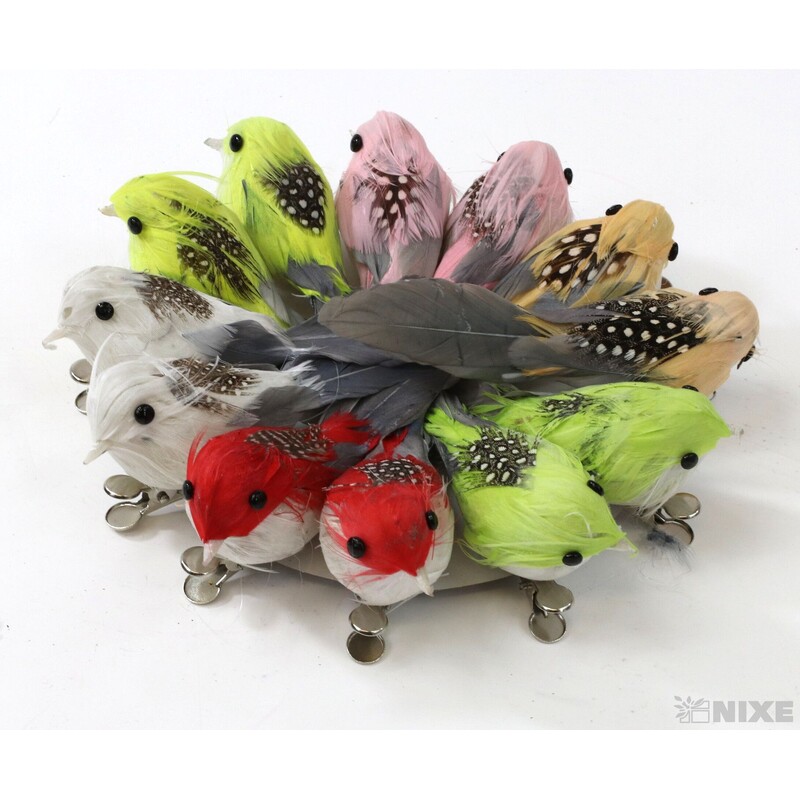 PTÁČEK  KLIPS 10cm 12ks*MIX BAREV