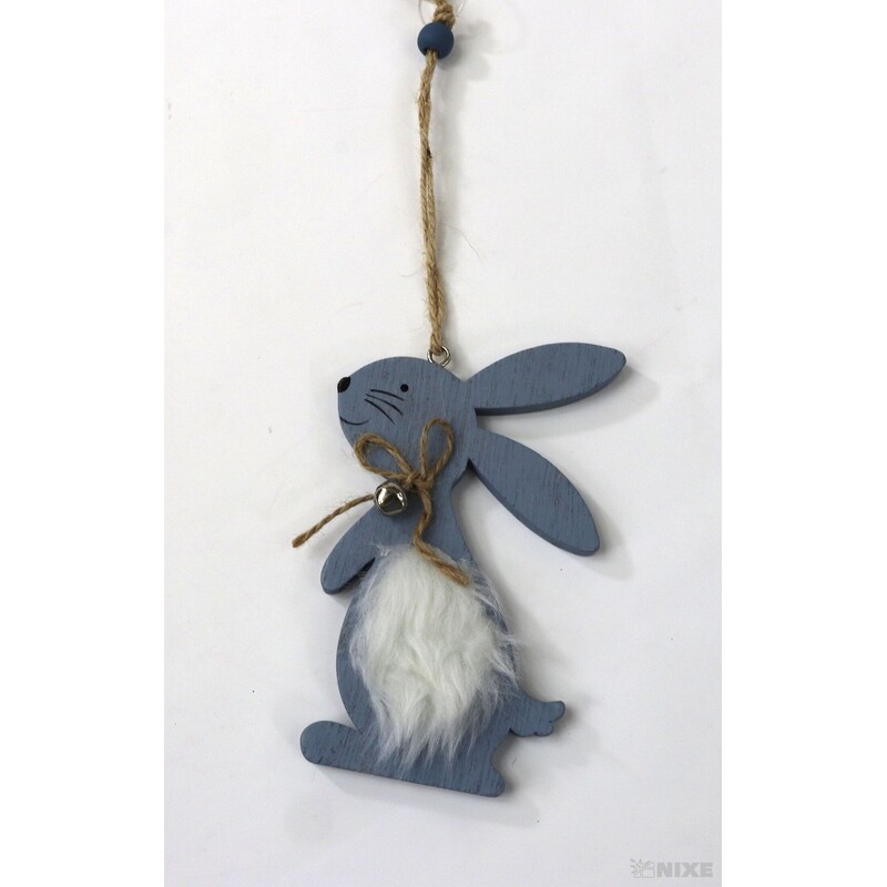 ZÁVĚS ZAJÍC DŘEVO 12cm*MODRÁ SV.