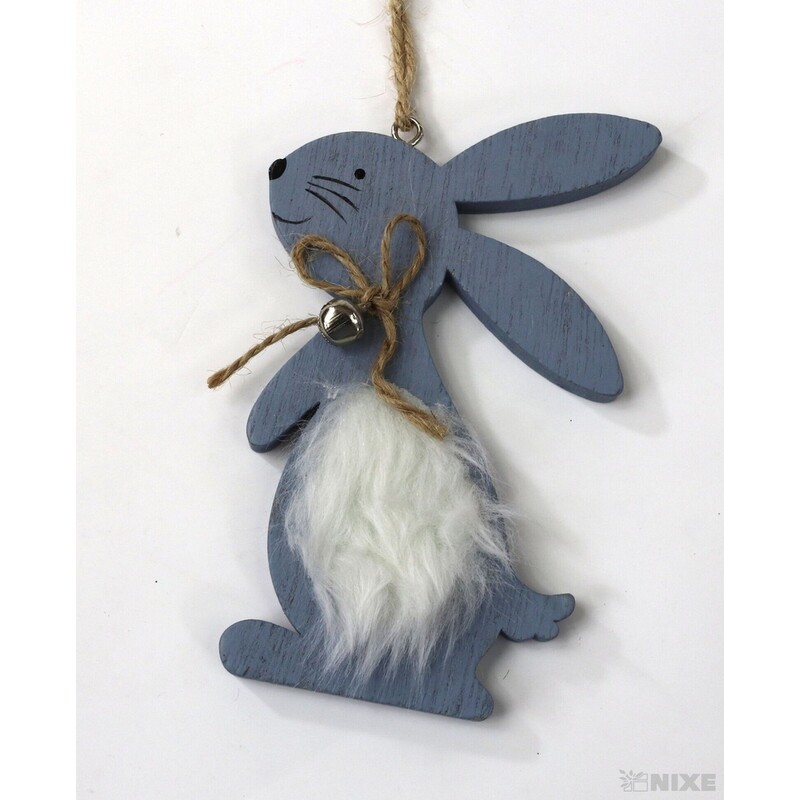 ZÁVĚS ZAJÍC DŘEVO 12cm*MODRÁ SV.