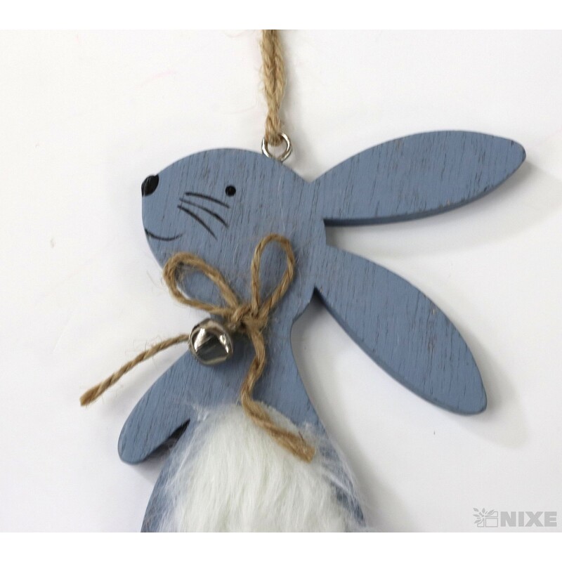 ZÁVĚS ZAJÍC DŘEVO 12cm*MODRÁ SV.