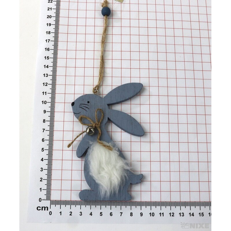 ZÁVĚS ZAJÍC DŘEVO 12cm*MODRÁ SV.
