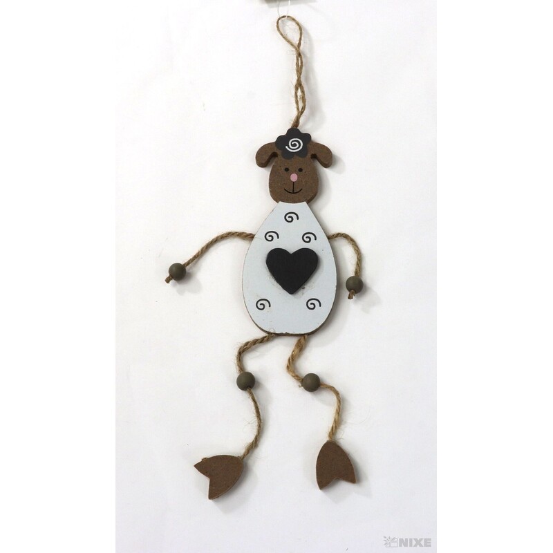 ZÁVĚS OVEČKA DŘEVO 12x5cm*