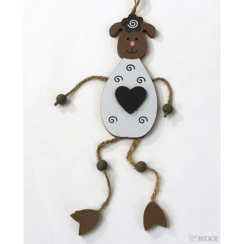 ZÁVĚS OVEČKA DŘEVO 12x5cm*