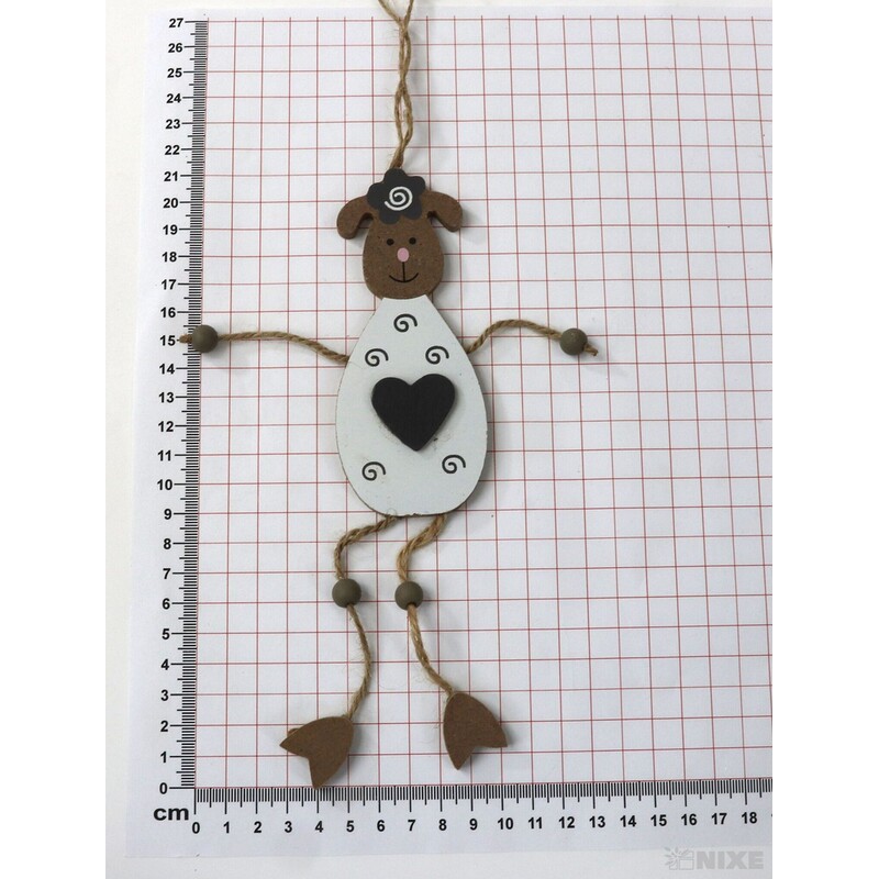 ZÁVĚS OVEČKA DŘEVO 12x5cm*