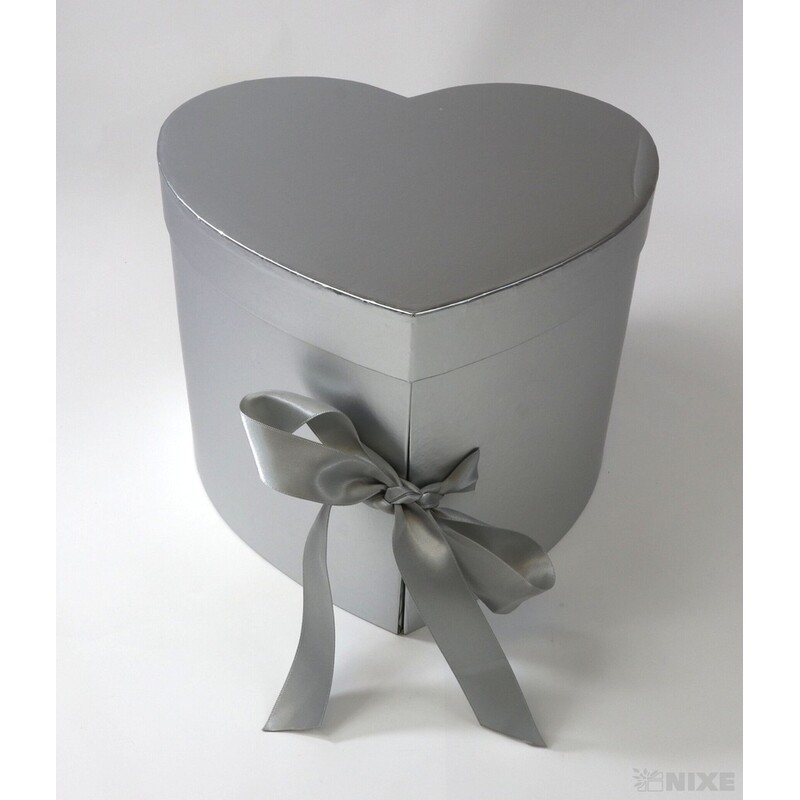 KRABICE SRDCE 23x21cm*STŘÍBRNÁ