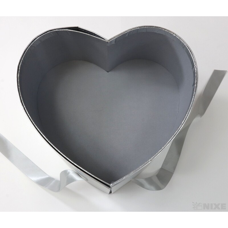 KRABICE SRDCE 23x21cm*STŘÍBRNÁ