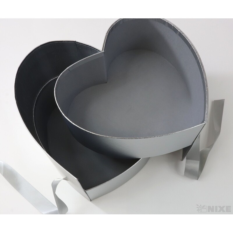 KRABICE SRDCE 23x21cm*STŘÍBRNÁ