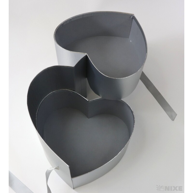 KRABICE SRDCE 23x21cm*STŘÍBRNÁ