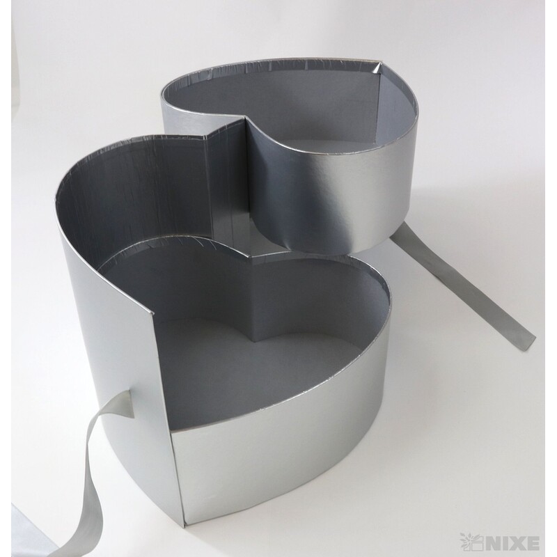 KRABICE SRDCE 23x21cm*STŘÍBRNÁ