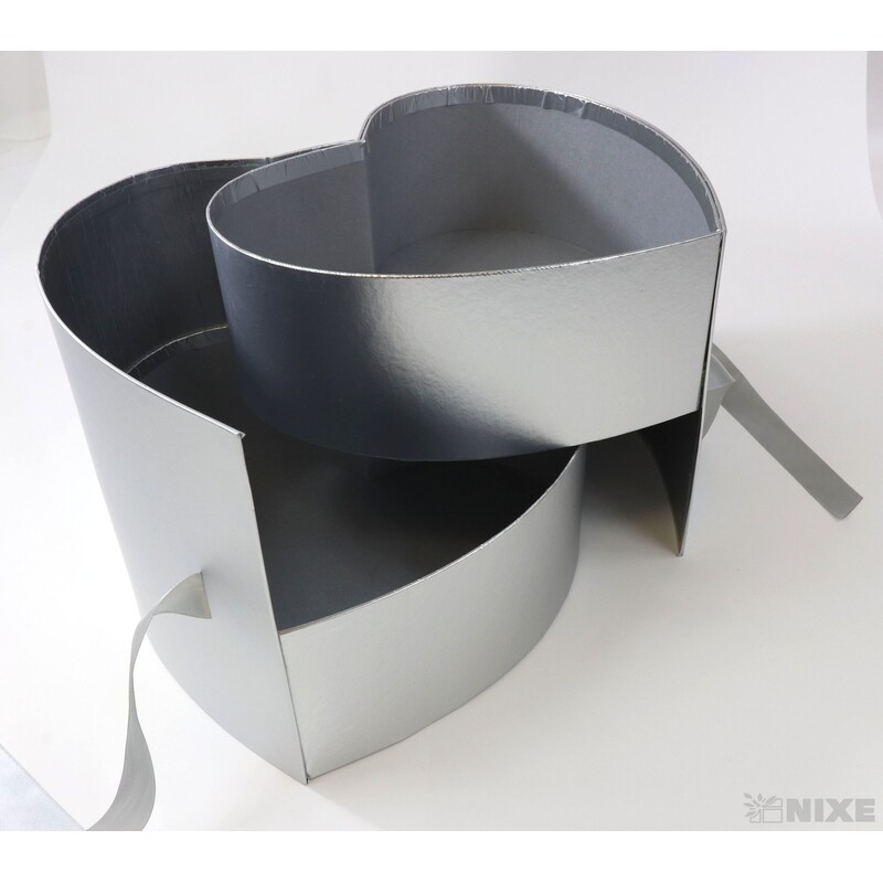 KRABICE SRDCE 23x21cm*STŘÍBRNÁ