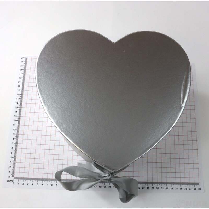 KRABICE SRDCE 23x21cm*STŘÍBRNÁ