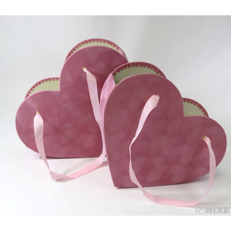 KRABICE SRDCE 26x9cm 23x8*RŮŽOVÁ