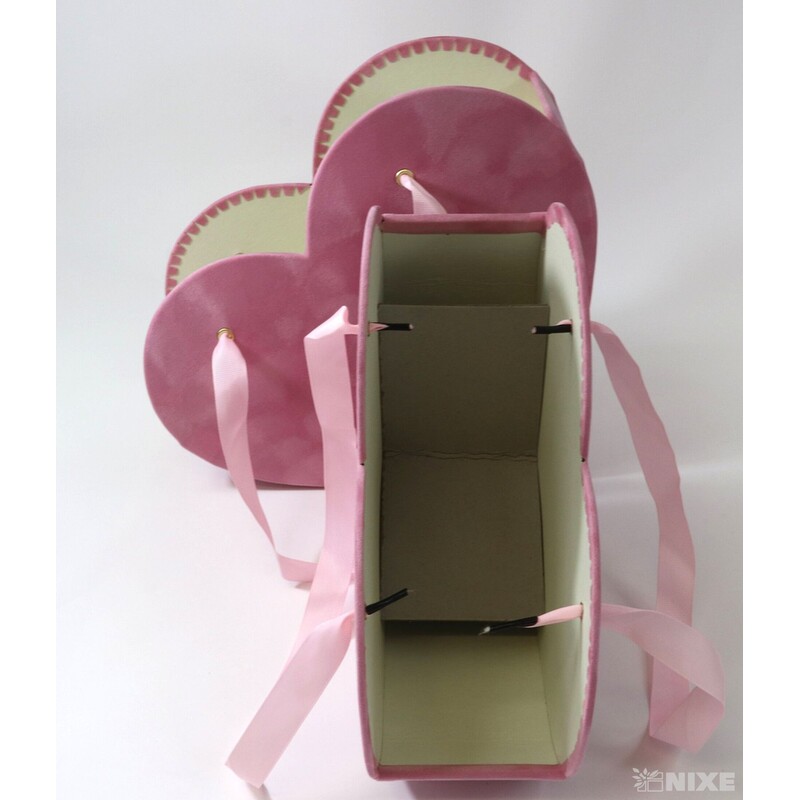 KRABICE SRDCE 26x9cm 23x8*RŮŽOVÁ