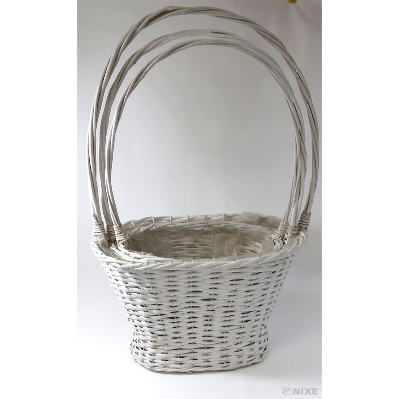 KOŠ PROUTĚNÝ 37x72x22cm 32x61x22 28x52x20*BÍLÁ