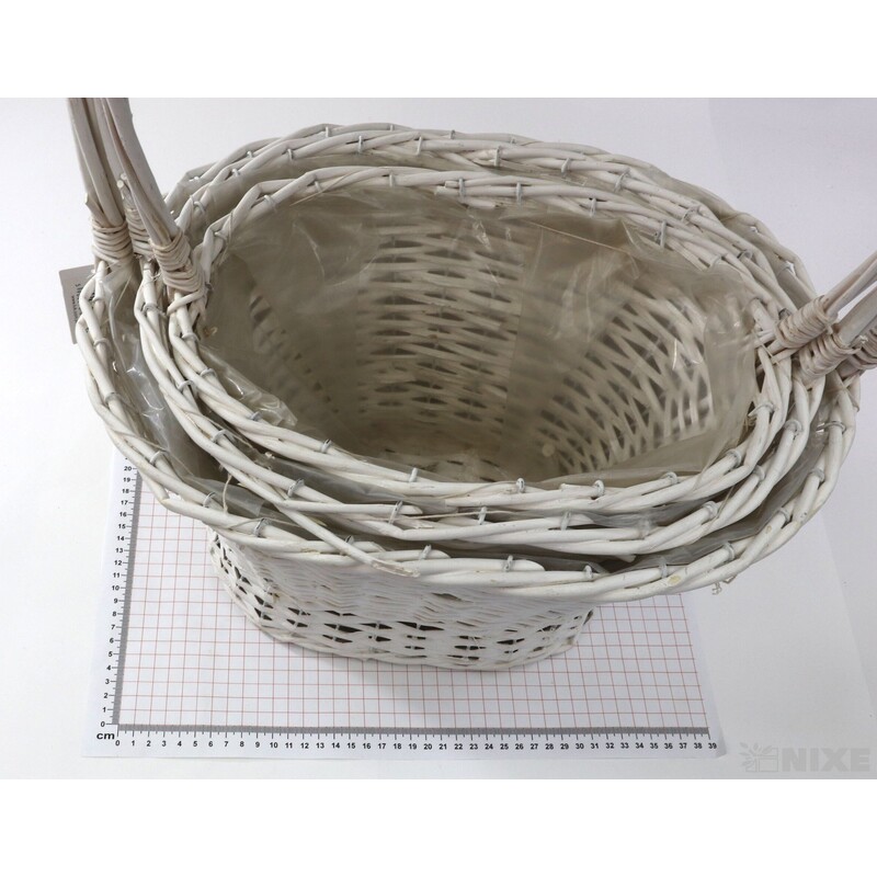 KOŠ PROUTĚNÝ 37x72x22cm 32x61x22 28x52x20*BÍLÁ