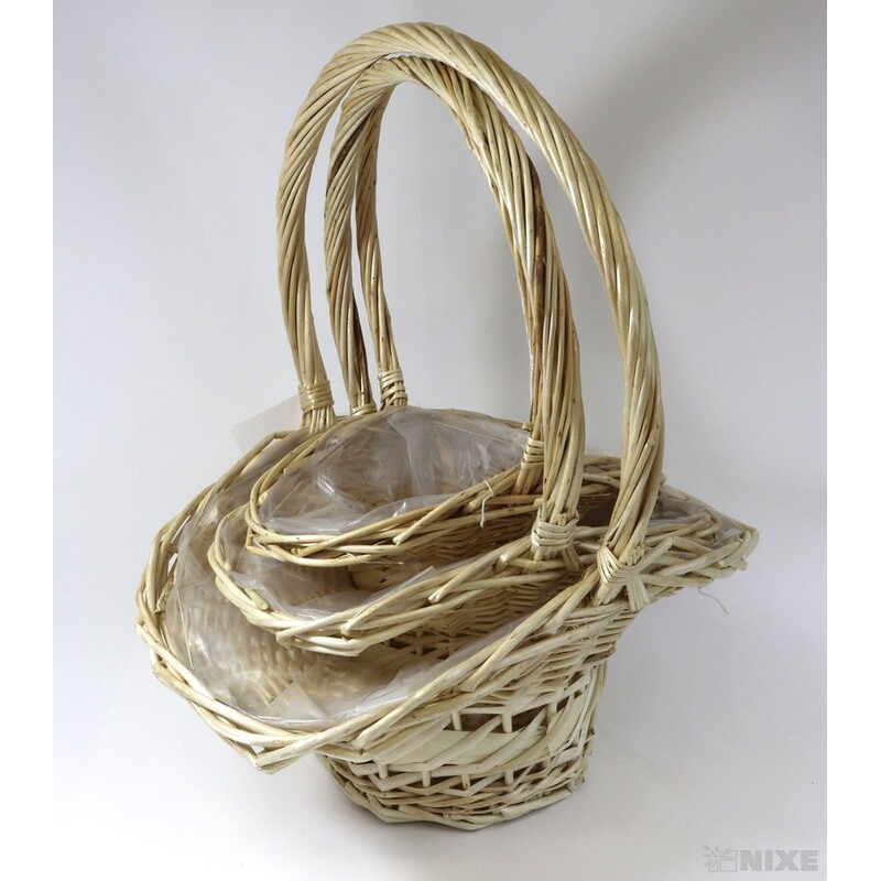 KOŠ PROUTĚNÝ 19x46x10cm 15x41x8 12x36x8*BÍLÁ