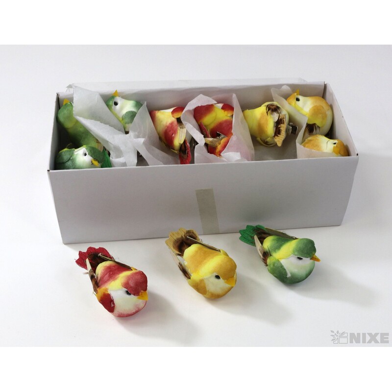 PTÁČEK  KLIPS 6cm 24ks*MIX BAREV