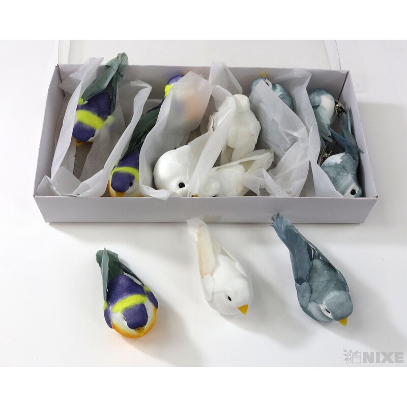 PTÁČEK KLIPS 8cm 12ks*MIX BAREV