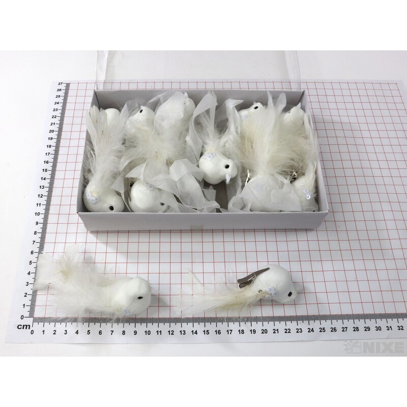 PTÁČEK  KLIPS 10cm 12ks*BÍLÁ