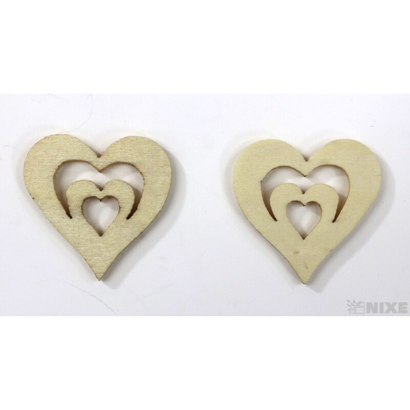 SRDCE DŘEVO 3cm 24ks*KRÉMOVÁ