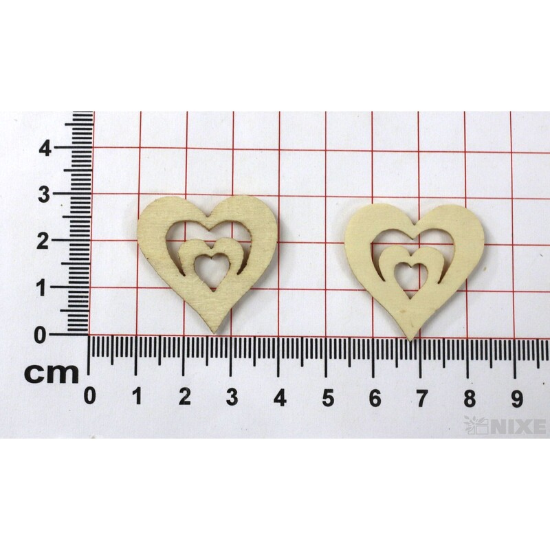 SRDCE DŘEVO 3cm 24ks*KRÉMOVÁ