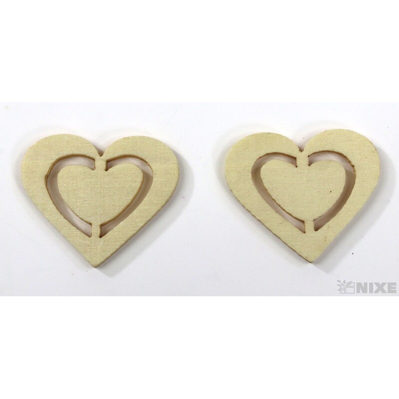 SRDCE DŘEVO 2,5cm 24ks*KRÉMOVÁ