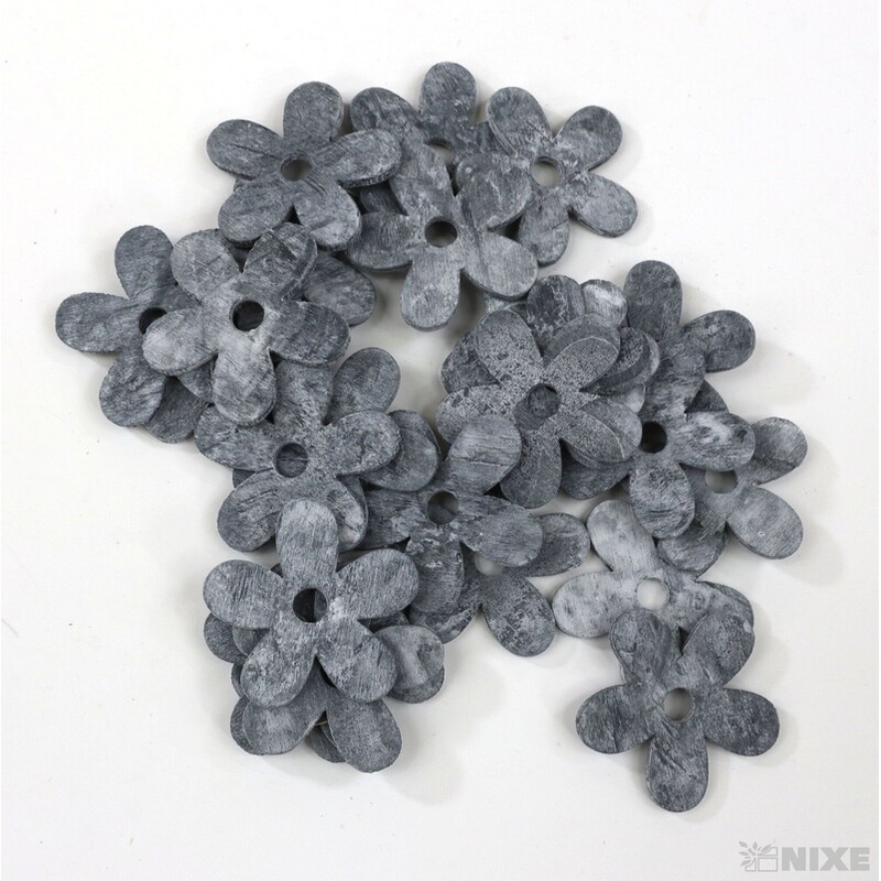 KVĚT DŘEVO 3cm 24ks*ŠEDÁ