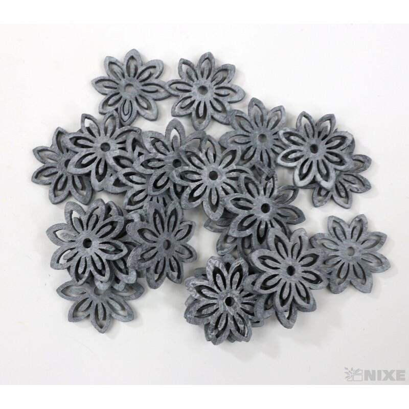 KVÍTEK DŘEVO 3cm 24ks*ŠEDÁ