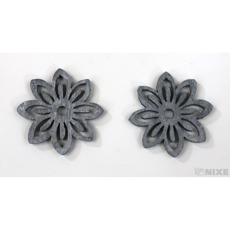 KVÍTEK DŘEVO 3cm 24ks*ŠEDÁ