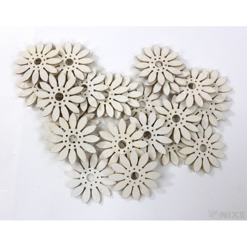 KVÍTEK DŘEVO 4cm 24ks*BÍLÁ