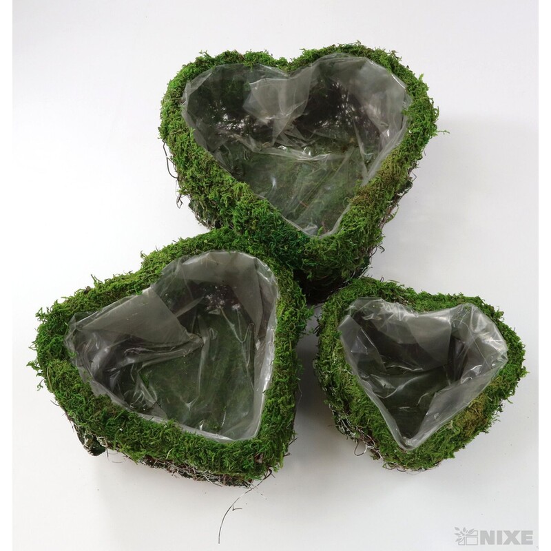 SRDCE MECH 25x24x12cm 17x17x8 13x13x7*ZELENÁ+HNĚDÁ