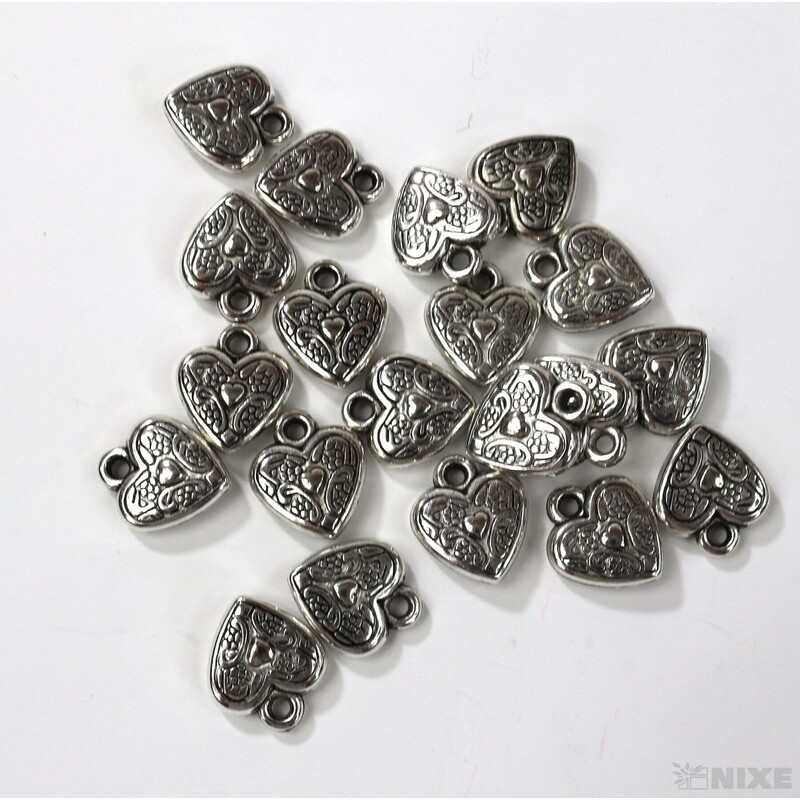 ZÁVĚS KOV SRDCE 20ks 1,5cm*STŘÍBRNÁ