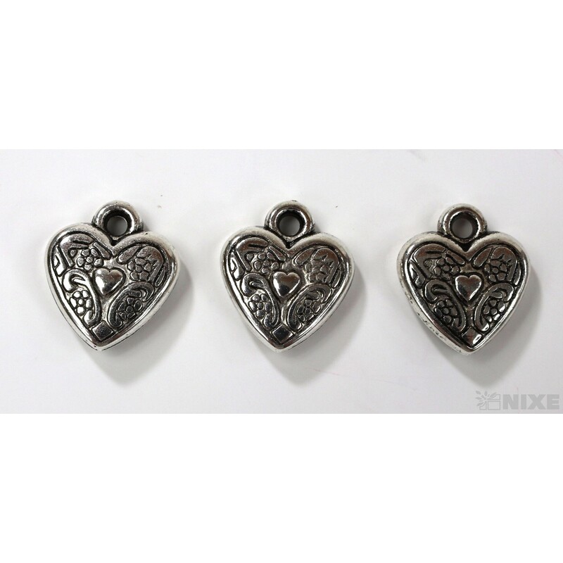 ZÁVĚS KOV SRDCE 20ks 1,5cm*STŘÍBRNÁ