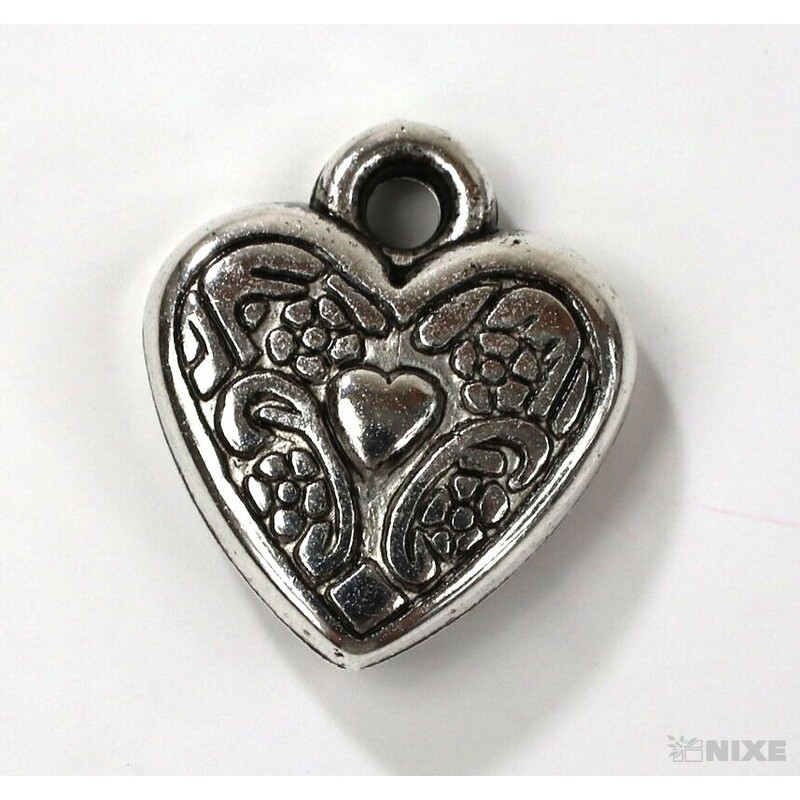 ZÁVĚS KOV SRDCE 20ks 1,5cm*STŘÍBRNÁ