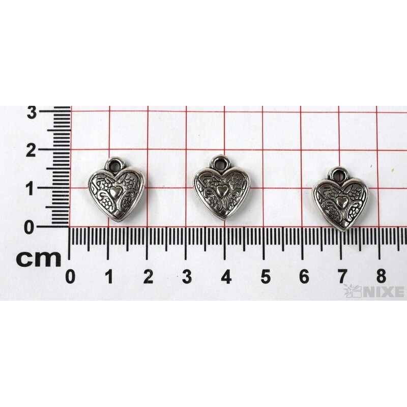 ZÁVĚS KOV SRDCE 20ks 1,5cm*STŘÍBRNÁ