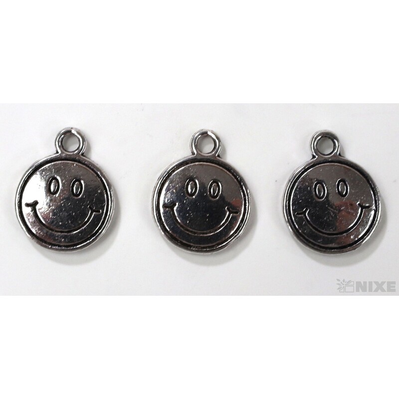 ZÁVĚS KOV SMAJLÍK 20ks 2cm*STŘÍBRNÁ