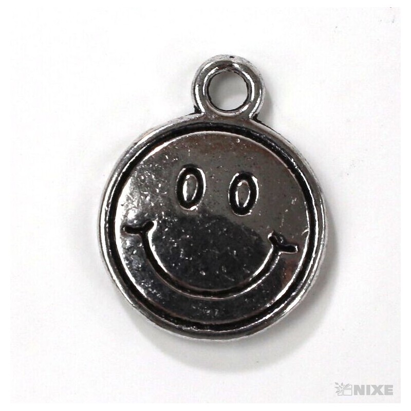 ZÁVĚS KOV SMAJLÍK 20ks 2cm*STŘÍBRNÁ