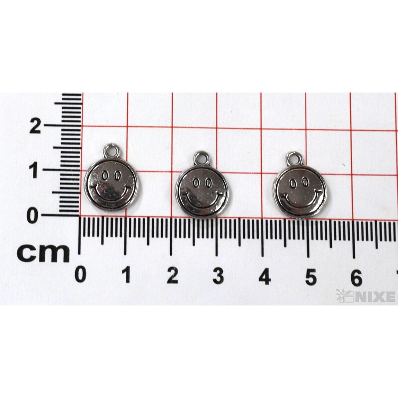 ZÁVĚS KOV SMAJLÍK 20ks 2cm*STŘÍBRNÁ