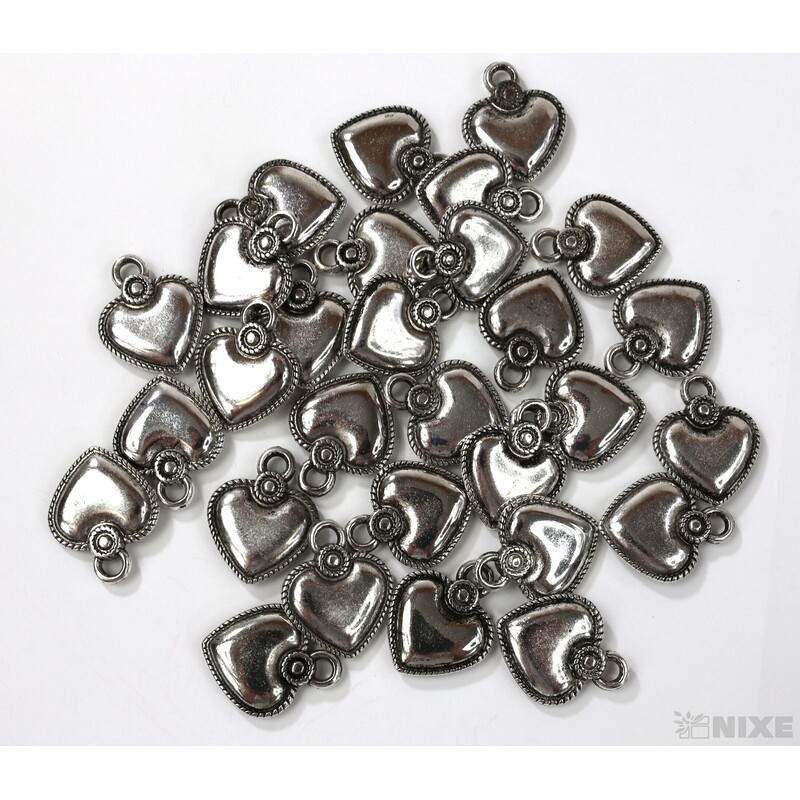 ZÁVĚS KOV SRDCE 30ks 2cm*STŘÍBRNÁ