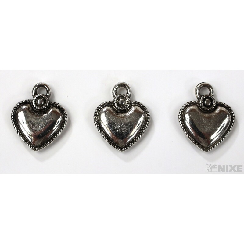 ZÁVĚS KOV SRDCE 30ks 2cm*STŘÍBRNÁ