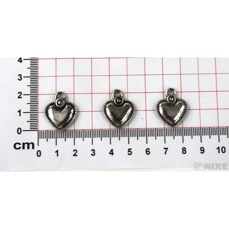 ZÁVĚS KOV SRDCE 30ks 2cm*STŘÍBRNÁ